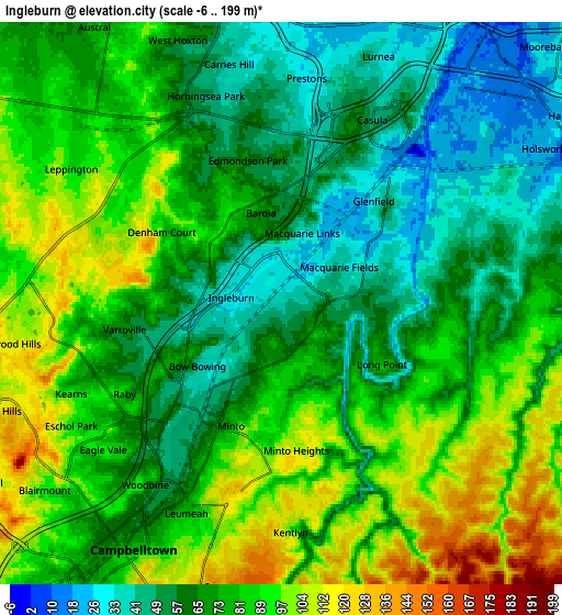 Zoom OUT 2x Ingleburn, Australia elevation map