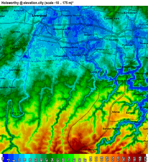 Zoom OUT 2x Holsworthy, Australia elevation map