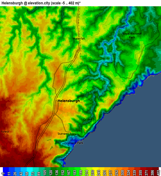 Zoom OUT 2x Helensburgh, Australia elevation map