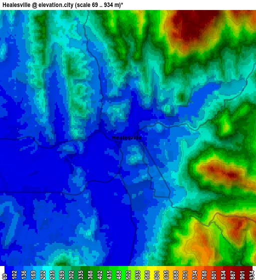 Zoom OUT 2x Healesville, Australia elevation map