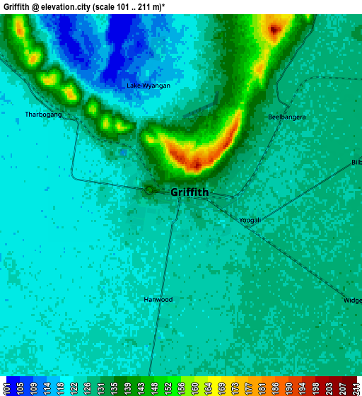 Zoom OUT 2x Griffith, Australia elevation map