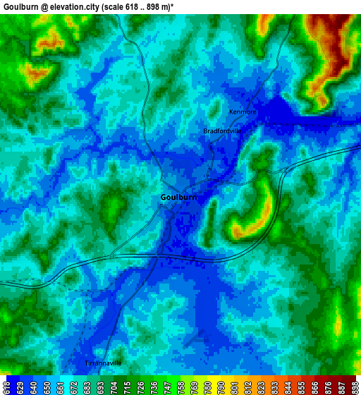 Zoom OUT 2x Goulburn, Australia elevation map