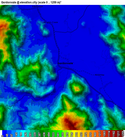 Zoom OUT 2x Gordonvale, Australia elevation map