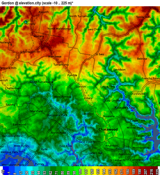 Zoom OUT 2x Gordon, Australia elevation map