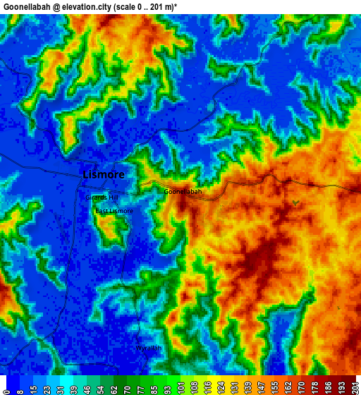 Zoom OUT 2x Goonellabah, Australia elevation map