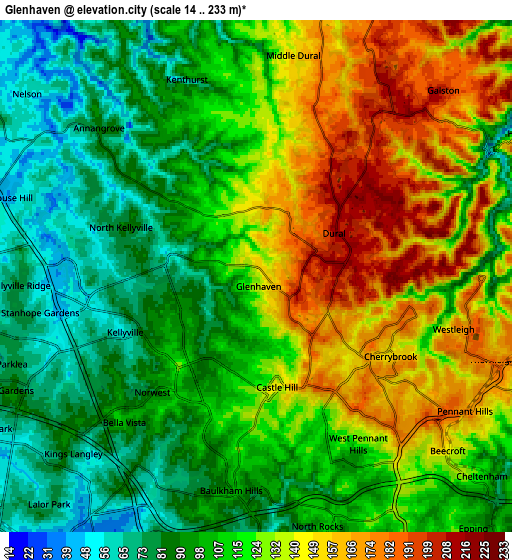 Zoom OUT 2x Glenhaven, Australia elevation map