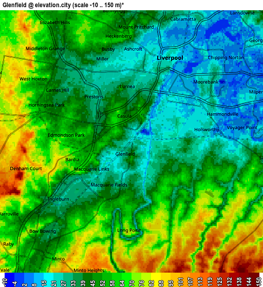 Zoom OUT 2x Glenfield, Australia elevation map