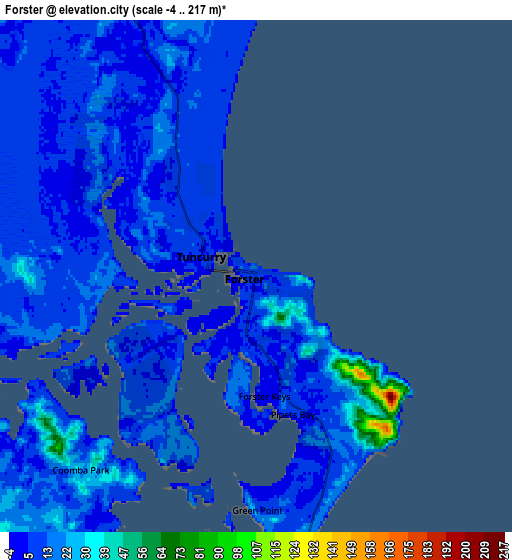 Zoom OUT 2x Forster, Australia elevation map