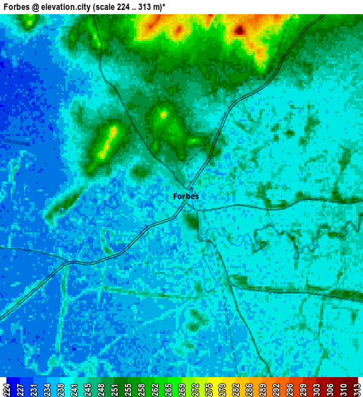 Zoom OUT 2x Forbes, Australia elevation map