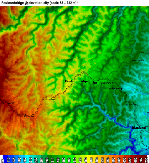 Zoom OUT 2x Faulconbridge, Australia elevation map