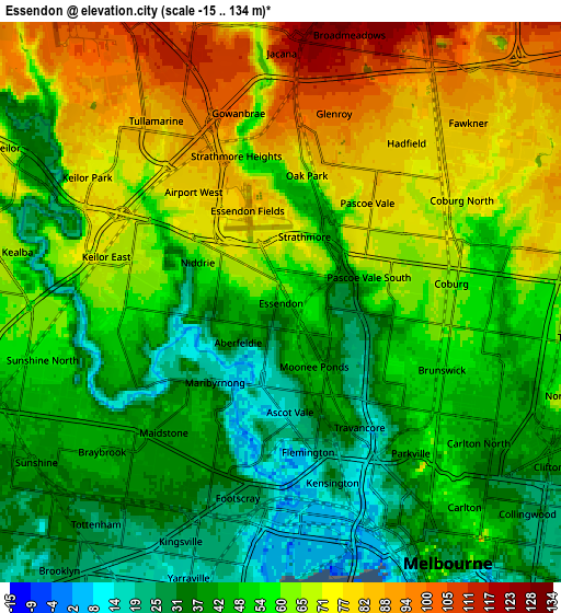 Zoom OUT 2x Essendon, Australia elevation map