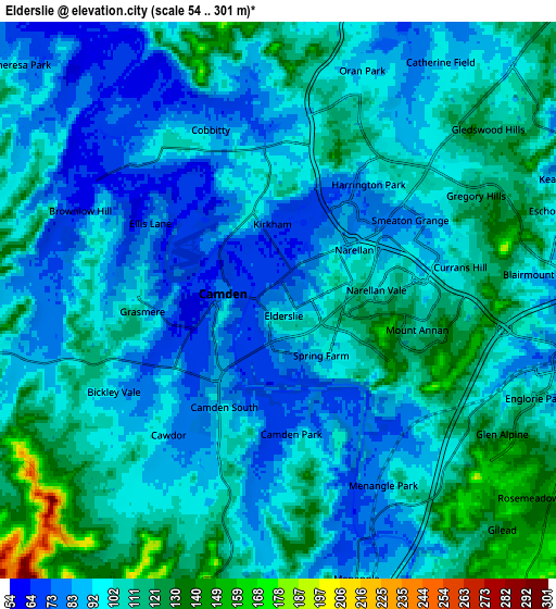 Zoom OUT 2x Elderslie, Australia elevation map