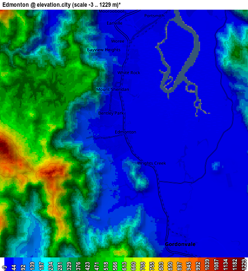 Zoom OUT 2x Edmonton, Australia elevation map