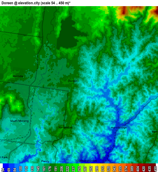 Zoom OUT 2x Doreen, Australia elevation map