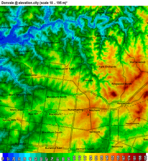 Zoom OUT 2x Donvale, Australia elevation map