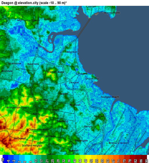 Zoom OUT 2x Deagon, Australia elevation map