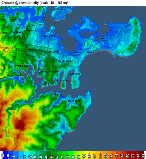 Zoom OUT 2x Cronulla, Australia elevation map