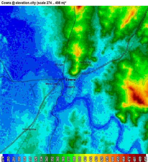 Zoom OUT 2x Cowra, Australia elevation map