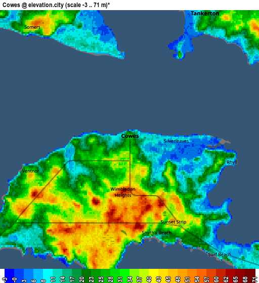 Zoom OUT 2x Cowes, Australia elevation map