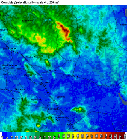 Zoom OUT 2x Cornubia, Australia elevation map