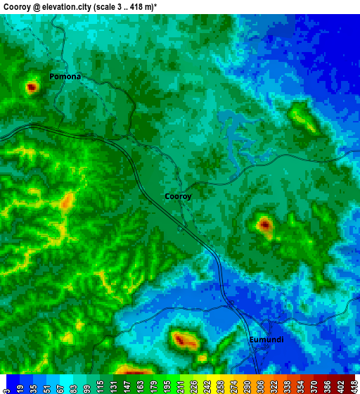 Zoom OUT 2x Cooroy, Australia elevation map