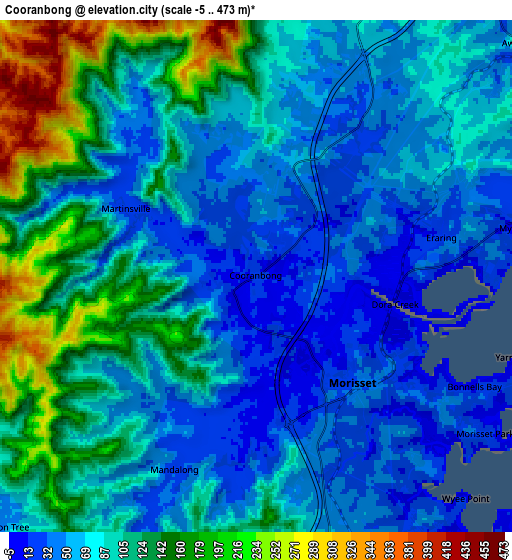 Zoom OUT 2x Cooranbong, Australia elevation map