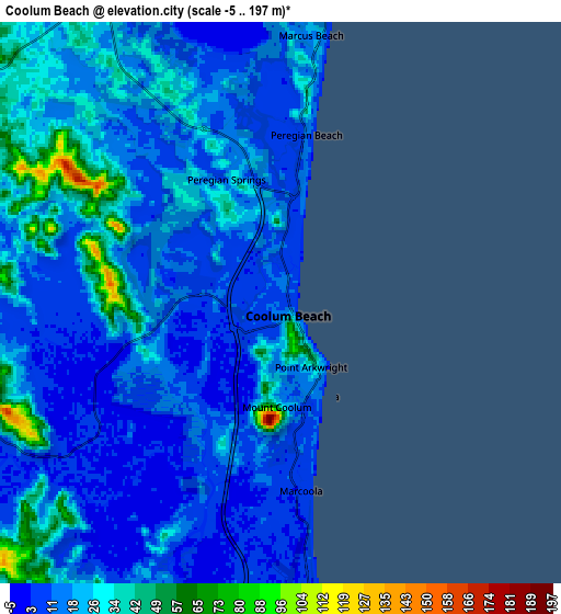 Zoom OUT 2x Coolum Beach, Australia elevation map