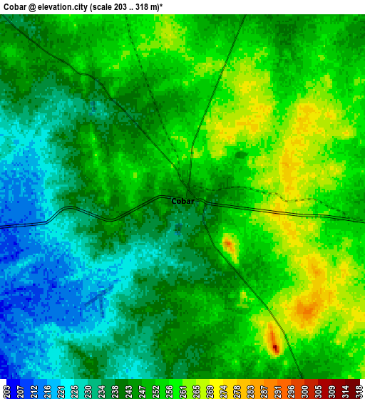 Zoom OUT 2x Cobar, Australia elevation map