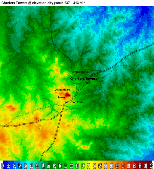 Zoom OUT 2x Charters Towers, Australia elevation map