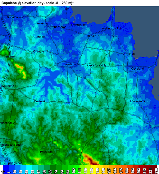 Zoom OUT 2x Capalaba, Australia elevation map