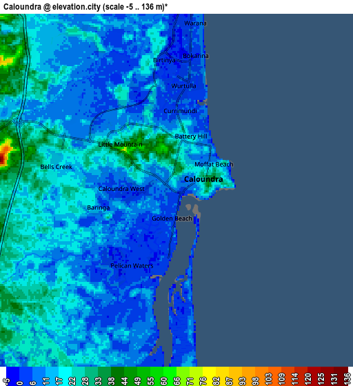 Zoom OUT 2x Caloundra, Australia elevation map