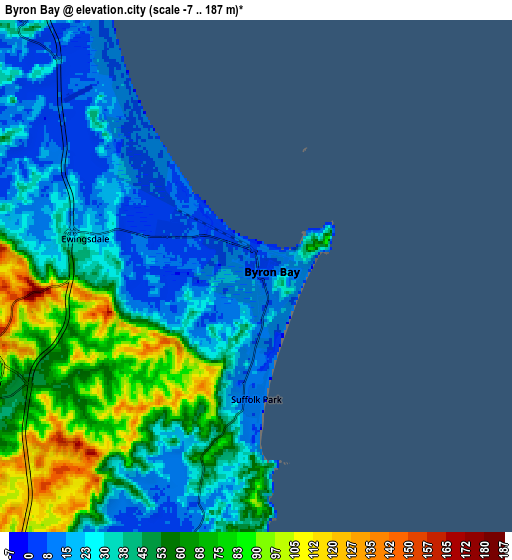 Zoom OUT 2x Byron Bay, Australia elevation map