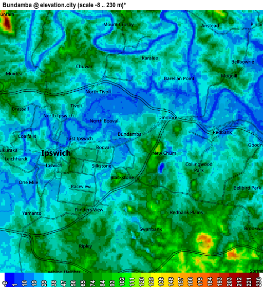 Zoom OUT 2x Bundamba, Australia elevation map