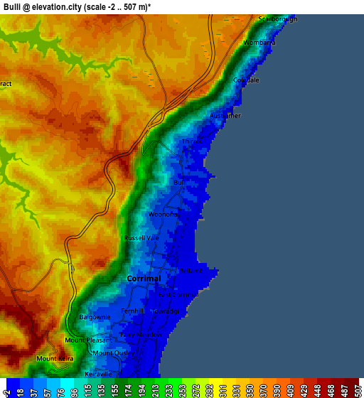 Zoom OUT 2x Bulli, Australia elevation map