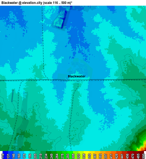 Zoom OUT 2x Blackwater, Australia elevation map