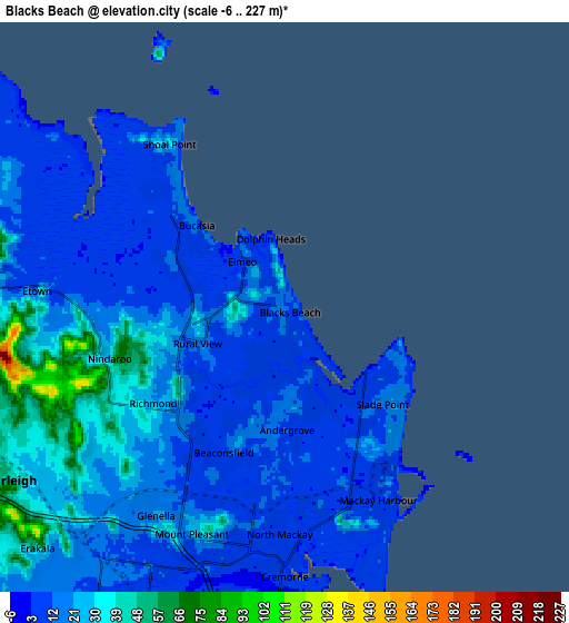 Zoom OUT 2x Blacks Beach, Australia elevation map