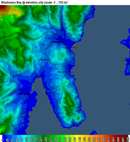 Zoom OUT 2x Blackmans Bay, Australia elevation map