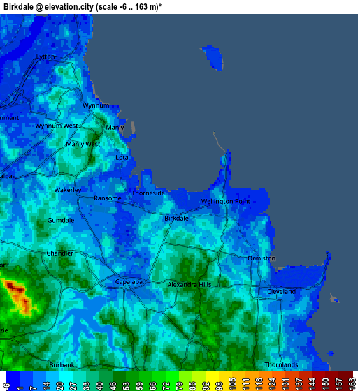 Zoom OUT 2x Birkdale, Australia elevation map