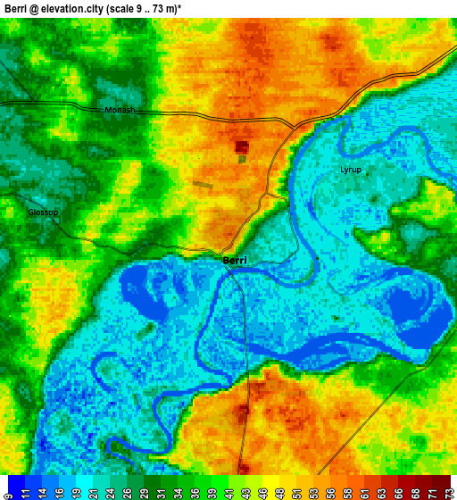 Zoom OUT 2x Berri, Australia elevation map