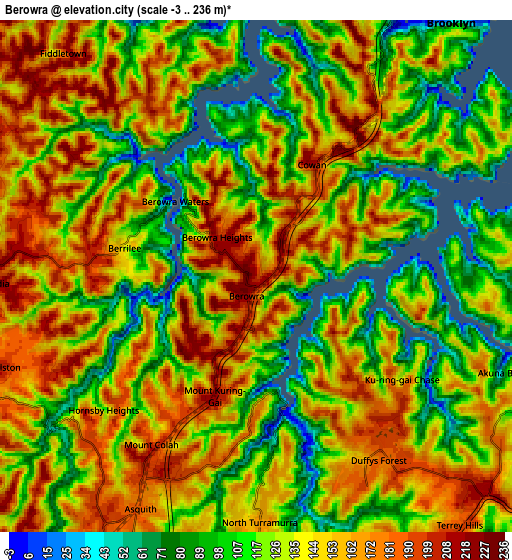 Zoom OUT 2x Berowra, Australia elevation map