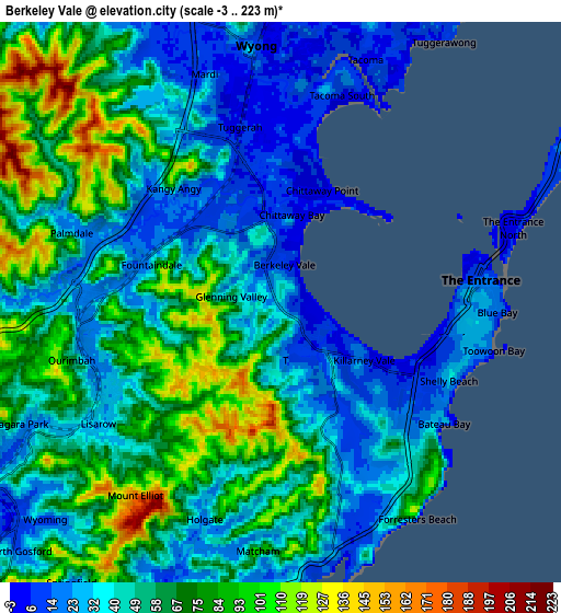 Zoom OUT 2x Berkeley Vale, Australia elevation map