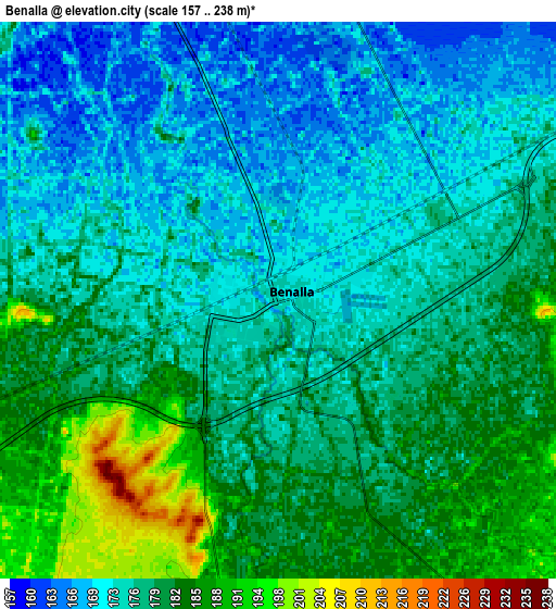 Zoom OUT 2x Benalla, Australia elevation map