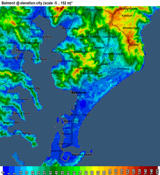 Zoom OUT 2x Belmont, Australia elevation map