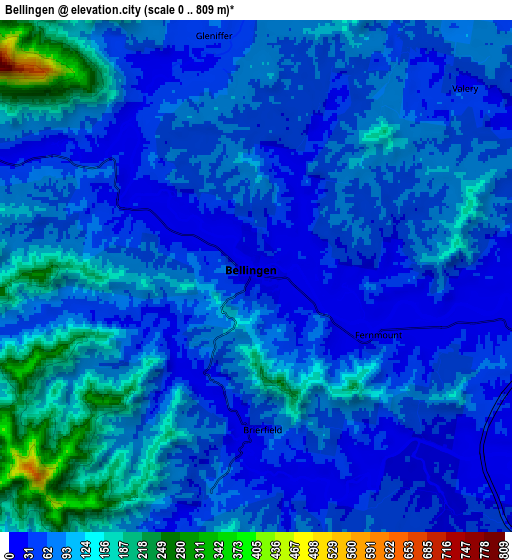 Zoom OUT 2x Bellingen, Australia elevation map