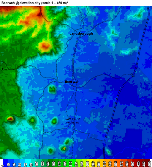 Zoom OUT 2x Beerwah, Australia elevation map