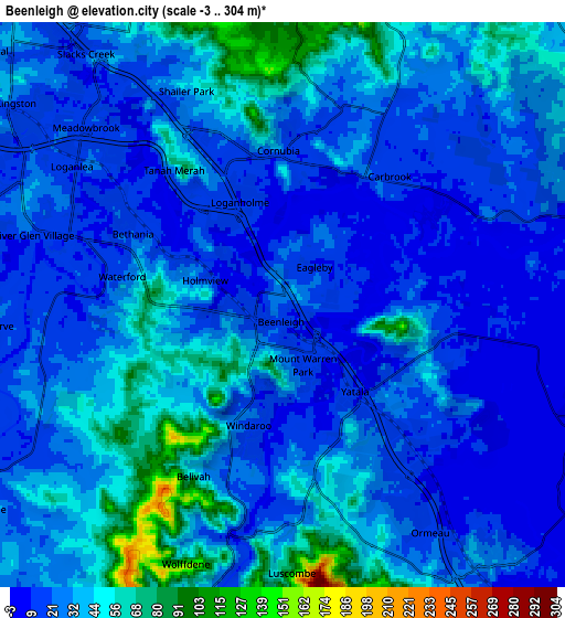 Zoom OUT 2x Beenleigh, Australia elevation map