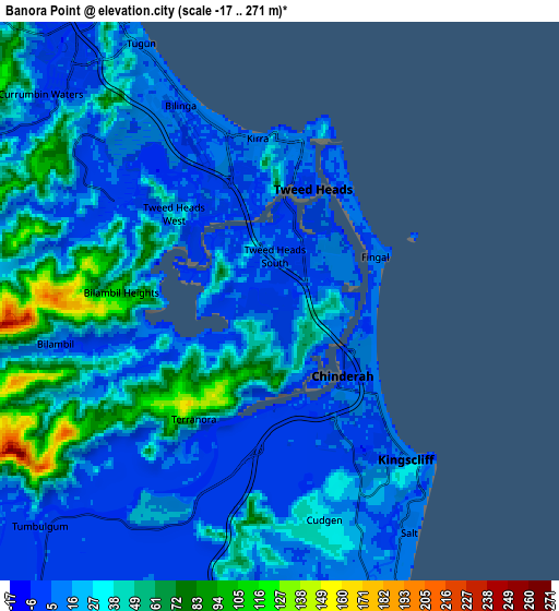 Zoom OUT 2x Banora Point, Australia elevation map