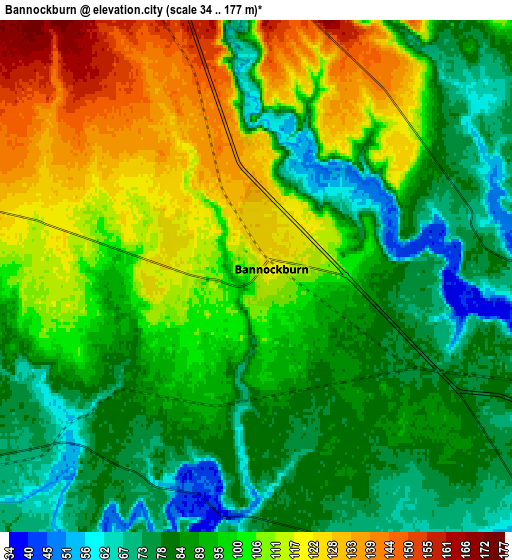 Zoom OUT 2x Bannockburn, Australia elevation map