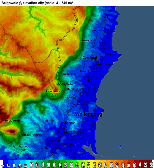 Zoom OUT 2x Balgownie, Australia elevation map