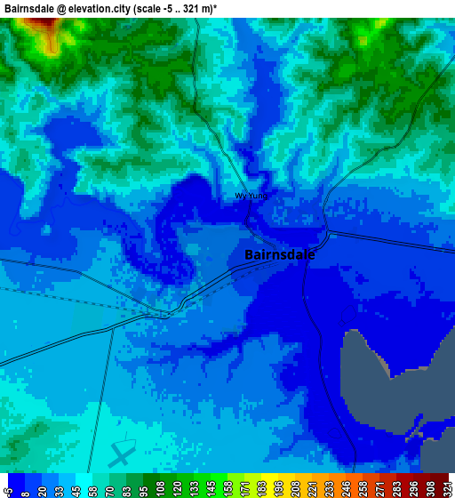 Zoom OUT 2x Bairnsdale, Australia elevation map